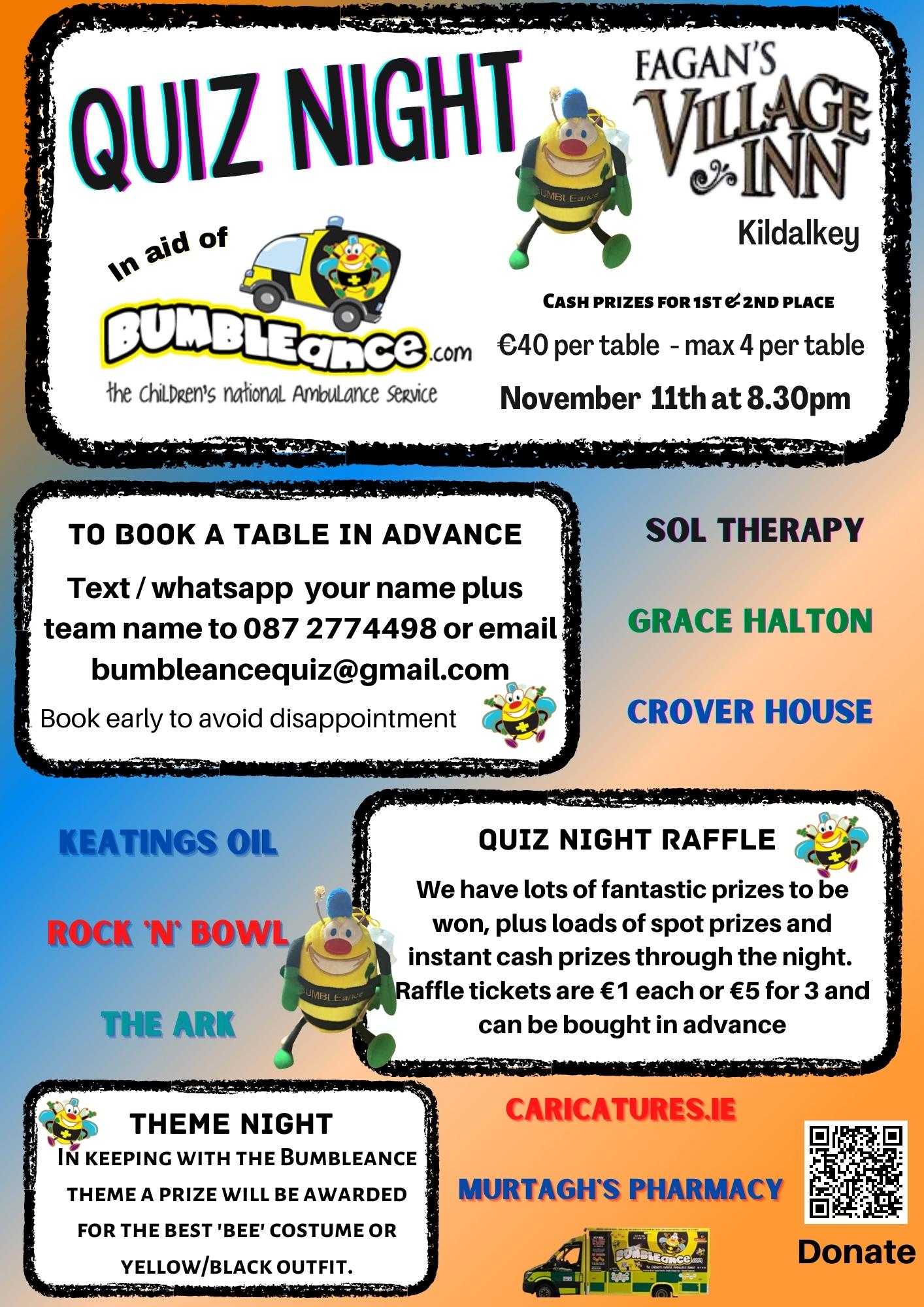 Bumbleance Table Quiz